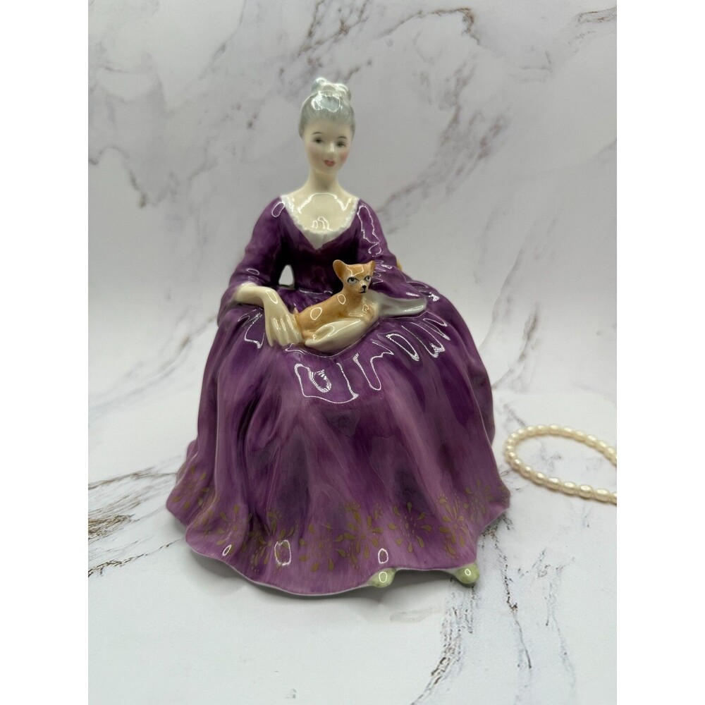 Vintage Royal Doulton Charlotte #2421, 6.5" H, England, purple dress‎